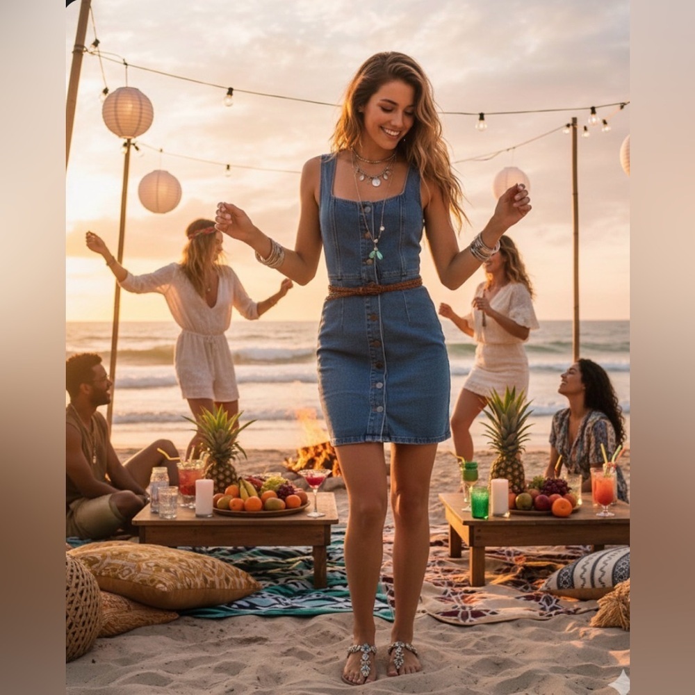 Urban Outfitters Button-Front Denim Mini Dress size 0 - Picture 4 of 16